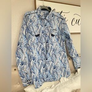 Blue Paisley Button-Up Shirt